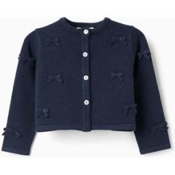 ZIPPY Casaco de malha curto com laços para bebé menina, azul-escuro Azul 9-12 Months