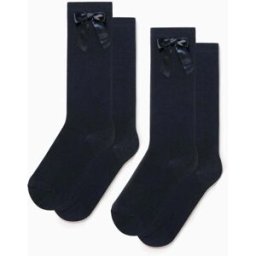 ZIPPY Pack 2 meias altas com laço para menina, azul-escuro Azul 23-26