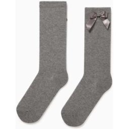 ZIPPY Meias Altas com Laço Acetinado para Menina, Cinza Cinzento 31-34