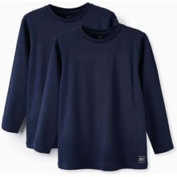 ZIPPY Pack 2 T-Shirts de Manga Comprida para Menino, Azul Escuro Azul 5-6 Years