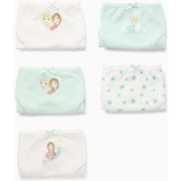 Disney Pack 5 Cuecas para Menina 'Frozen Elsa & Anna', Branco/Verde Misto 4-5 Years