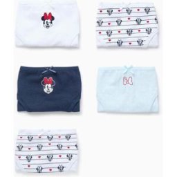Disney Pack 5 Cuecas para Menina 'Minnie', Branco/Azul Misto 2-3 Years
