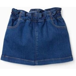 ZIPPY Saia de ganga com cintura paperbag e bolsos para bebé menina, azul Azul 12-18 Months