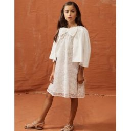 ZIPPY Vestido com laço e mangas estilo capa para menina, branco Branco 3-4 Years