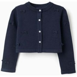 ZIPPY Casaco de malha curto com laços para menina, azul-escuro Azul 3-4 Years