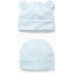 ZIPPY Set de 2 gorros de algodão lisos/riscas para recém-nascido, azul/branco Misto 0-3 Months