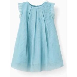 ZIPPY Vestido sem mangas em tule com folhos e flores para bebé menina, azul Azul Claro 12-18 Months