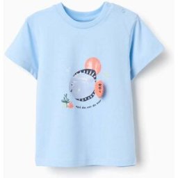 ZIPPY T-shirt de algodão com estampado de peixe 3D para bebé menino, azul Azul Claro 24-36 Months