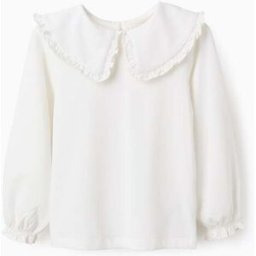 ZIPPY T-shirt com Gola Maxi e Contorno de Folhos para Menina, Branco Branco 8-9 Years
