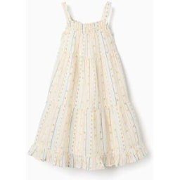 ZIPPY Vestido sem mangas de algodão com padrão floral para menina, multicolor Beige 3-4 Years