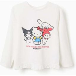T-shirt de algodão com estampado Hello Kitty para menina, branco Branco 3-4 Years