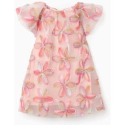 ZIPPY Vestido de tule de manga curta com flores 3D para bebé menina, rosa-claro Rosa 18-24 Months