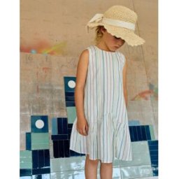 ZIPPY Vestido sem mangas com riscas étnicas B&S; para menina, multicolor Branco 7-8 Years