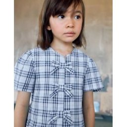 ZIPPY Blusa de algodão com xadrez e laços decorativos B&S; para menina, azul Azul 7-8 Years