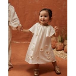 ZIPPY Vestido com aplique floral para recém-nascida e bebé, bege Beige 9-12 Months