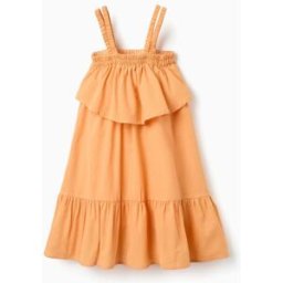 ZIPPY Vestido sem mangas de algodão com forro para menina, laranja Amarelo 3-4 Years