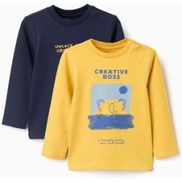 ZIPPY Pack de 2 T-shirts com estampados para bebé menino, amarelo/azul Amarelo 24-36 Months