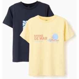 ZIPPY 2 T-shirts em algodão com estampados de praia para menino, azul/amarelo Amarelo 9-10 Years