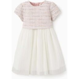 ZIPPY Vestido combinado de manga curta em tweed e malha para bebé menina, rosa Rosa 12-18 Months