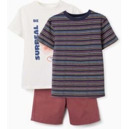 ZIPPY Pack de 2 T-shirts e 1 par de calções de algodão para menino, multicolor Azul 8-9 Years