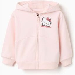 Casaco cardado com capuz e estampado Hello Kitty para bebé menina, rosa Rosa 18-24 Months