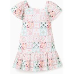 ZIPPY Vestido de algodão com padrão de azulejos para bebé menina, multicolor Branco 18-24 Months