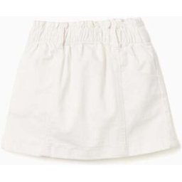 ZIPPY Saia de sarja com cintura paperbag e bolsos para menina, branco Branco 6-7 Years
