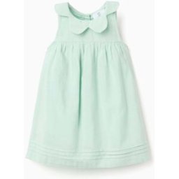ZIPPY Vestido sem mangas em algodão e linho para bebé menina, verde-claro Verde Claro 12-18 Months