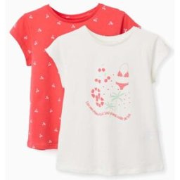 ZIPPY 2 T-shirts de algodão com estampados de verão para menina, coral/branco Rosa 5-6 Years