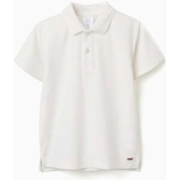 ZIPPY Polo de algodão canelado para menino, branco Branco 8-9 Years