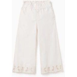 ZIPPY Calças de algodão wide leg com flores bordadas para menina, branco Branco 11-12 Years