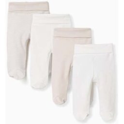 ZIPPY Pack de 4 calças com pés de algodão para recém-nascidos, branco/bege Misto 3-6 Months