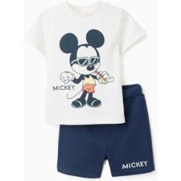 Disney T-shirt e calções com um estampado Mickey para bebé menino, branco/azul Azul 12-18 Months
