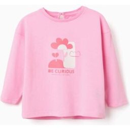ZIPPY T-shirt de manga comprida com estampado Be Curious para bebé menina, rosa Rosa 12-18 Months