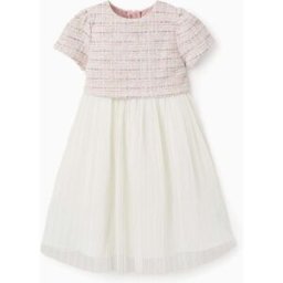 ZIPPY Vestido combinado de manga curta em tweed e malha para menina, rosa Rosa 8-9 Years