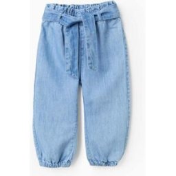 ZIPPY Calças de ganga com cintura paperbag e cinto para bebé menina, azul Azul 6-9 Months