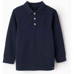 ZIPPY Polo de Manga Comprida em Algodão para Menino, Azul Escuro Azul 4-5 Years