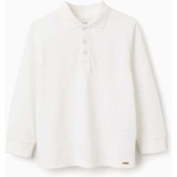 ZIPPY Polo de manga comprida em piqué de algodão para menino, branco Branco 8-9 Years