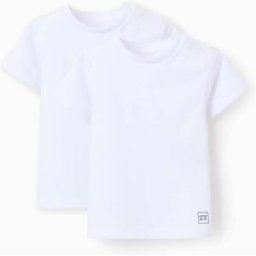 ZIPPY Pack 2 T-shirts Lisas em Algodão para Bebé Menino, Branco Branco 24-36 Months