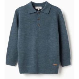 ZIPPY Camisola de malha com gola polo para menino, azul-escuro Azul 8-9 Years