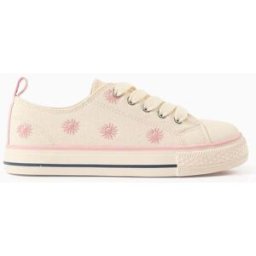 ZIPPY Sapatilhas de lona com flores bordadas para menina, bege-claro Beige 33