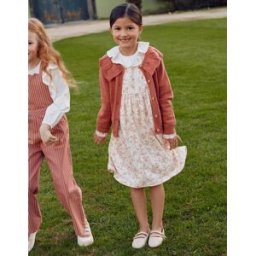ZIPPY Vestido floral de manga comprida com forro para menina, bege-claro/rosa Branco 5-6 Years