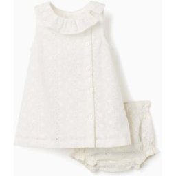ZIPPY Vestido de algodão com bordado inglês para recém-nascida, branco Branco 1-3 Months