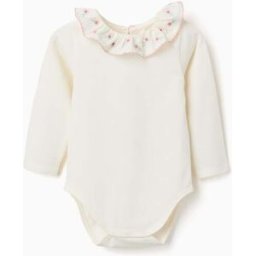 ZIPPY Body de manga comprida com gola de folhos e flores para bebé menina, branco Branco 24-36 Months