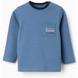 ZIPPY T-shirt de manga comprida de algodão com bolso para bebé menino, azul Azul 24-36 Months