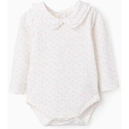 ZIPPY Body de manga comprida com motivo floral para recém-nascida, branco/rosa Branco 6-9 Months