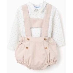 ZIPPY Body-polo + calções de bombazine para recém-nascido, branco/bege Cinzento 6-9 Months