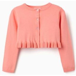 ZIPPY Casaco de malha curto com folhos para menina, coral-claro Laranja 13-14 Years