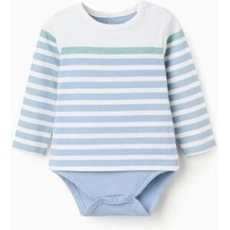 ZIPPY Body de manga comprida às riscas para recém-nascido, azul/branco/verde Azul Claro 9-12 Months