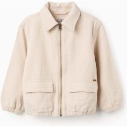 ZIPPY Casaco bomber de algodão com bolsos com aba para menino, bege-claro Branco 13-14 Years